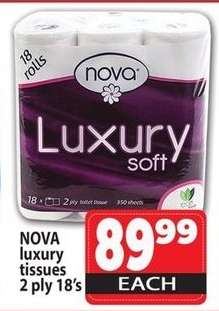 NOVA luxury tissues 2 ply 18's