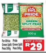 For Africa Green Split Peas 500g / Pride Green Split Peas 500g