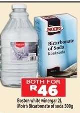 Boston white winegar 2L & Moir's Bicarbonate of soda 500g