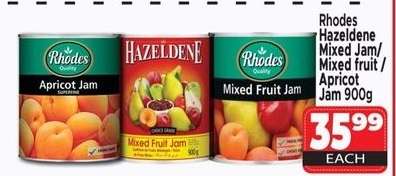 Rhodes Hazeldene Mixed Jam/Mixed fruit/Apricot Jam 900g