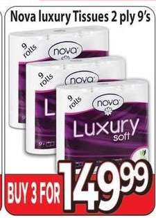 Nova luxury Tissues 2 ply 9's