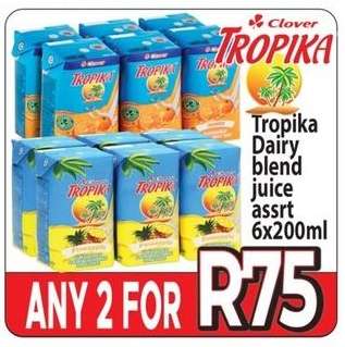Clover Tropika Dairy blend juice assrt 6x200ml