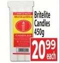 BRITELITE CANDLES 450g