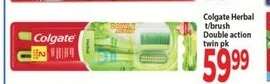 Colgate Herbal t/brush Double action twin pk