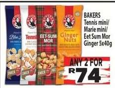 BAKERS Tennis mini/Marie mini/Eet Sum Mor Ginger 5x40g
