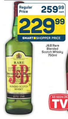 J & B RARE BLENDED SCOTCH WHISKY 750ML