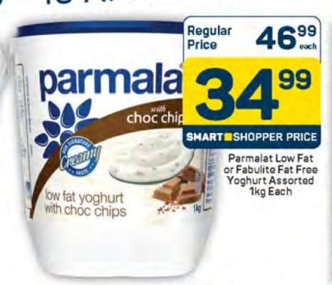 Parmalat Low Fat or Fabulite Fat Free Yoghurt Assorted 1kg Each