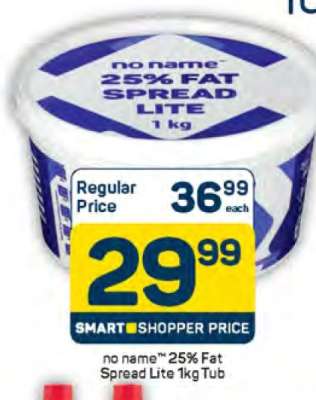 no name™ 25% Fat Spread Lite 1kg Tub