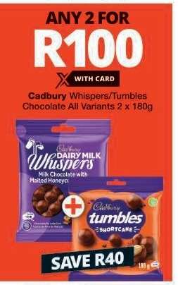 Cadbury Whispers/Tumbles Chocolate