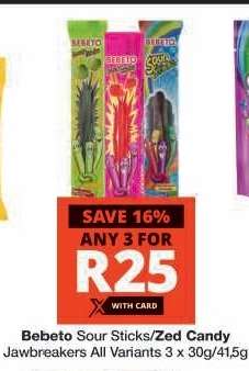 Bebeto Sour Sticks/Zed Candy Jawbreakers