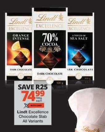 Lindt Excellence Chocolate Slab