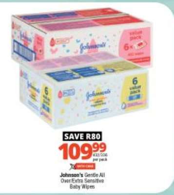 JOHNSON'S GENTLE ALL OVER/EXTRA SENSITIVE BABY WIPES