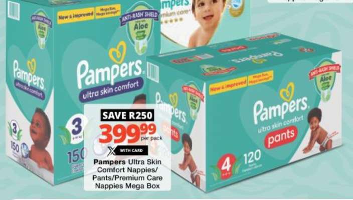 Pampers Ultra Skin Comfort Nappies/Pants/Premium Care Nappies Mega Box