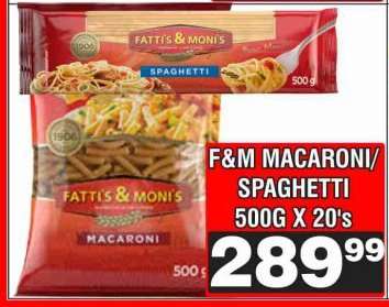 F&M MACARONI/SPAGHETTI 500G X 20's