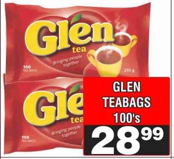 GLEN TEABAGS 100's