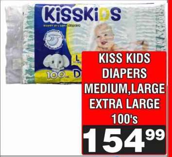 KISS KIDS DIAPERS MEDIUM,LARGE EXTRA LARGE 100's