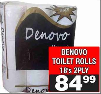 DENOVO TOILET ROLLS 18's 2PLY