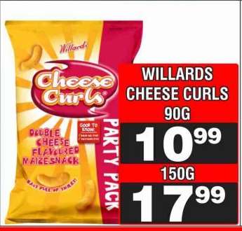 WILLARDS CHEESE CURLS 90G