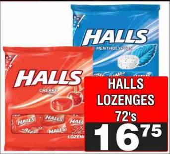 HALLS LOZENGES 72's