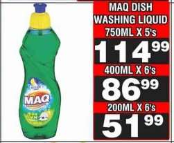 MAQ Dish Washing Liquid 750ML X 5's