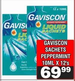 GAVISCON SACHETS PEPPERMINT 10ML X 12's