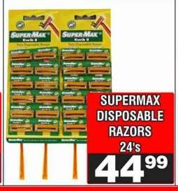 SUPERMAX DISPOSABLE RAZORS 24's