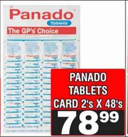 PANADO TABLETS CARD 2's X 48's