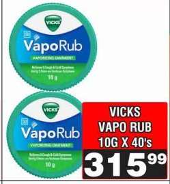 VICKS VAPO RUB 10G X 40's