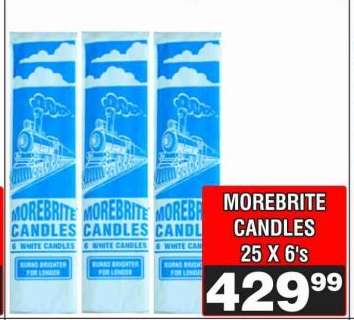 MOREBRITE CANDLES 25 X 6'S