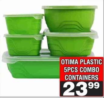 OTIMA PLASTIC 5PCS COMBO CONTAINERS
