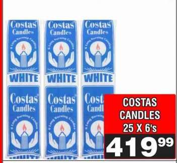 COSTAS CANDLES 25 X 6's