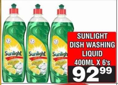 SUNLIGHT DISH WASHING LIQUID 400ML X 6's