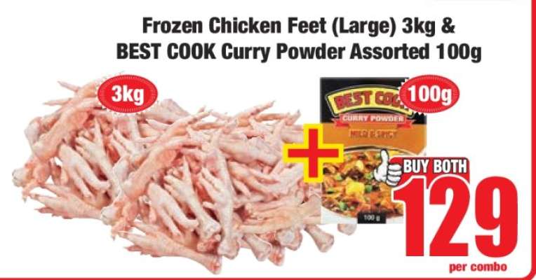 Frozen Chicken Feet (Large) 3kg & BEST COOK Curry Powder Assorted 100g