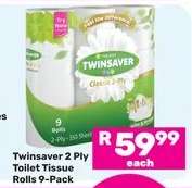 Twinsaver 2 Ply Toilet Tissue Rolls 9-Pack