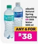 aQuellé Natural Spring Sparkling OR Still Water 500 ml