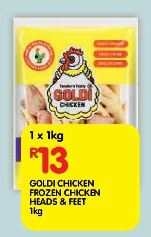 GOLDI CHICKEN FROZEN CHICKEN HEADS & FEET 1kg