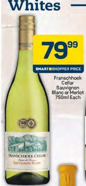 Franschhoek Cellar Sauvignon Blanc or Merlot 750ml Each