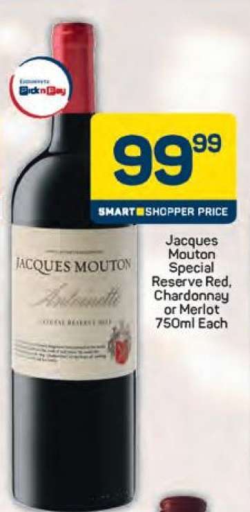 Jacques Mouton Special Reserve Red, Chardonnay or Merlot 750ml Each