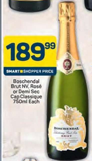 Boschendal Brut NV, Rosé or Demi Sec Cap Classique 750ml Each
