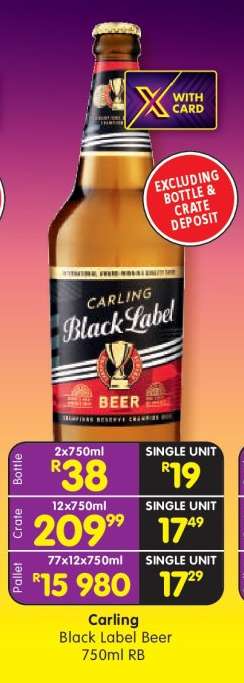 CARLING BLACK LABEL BEER 750ml RB