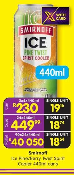 Smirnoff Ice Pine/Berry Twist Spirit Cooler 440ml cans