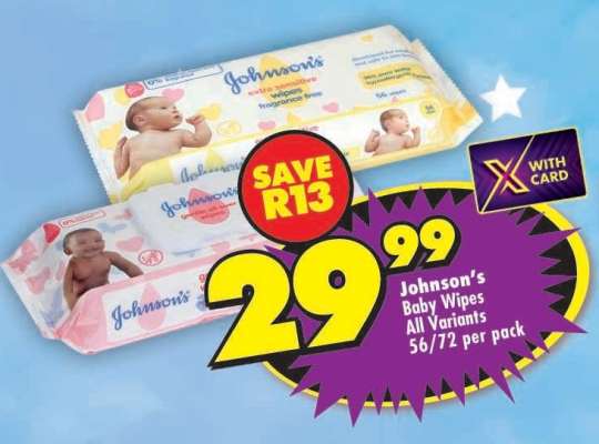 JOHNSON'S BABY WIPES all variants 56/72 per pack