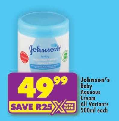 Johnson’s Baby Aqueous Cream All Variants 500ml each