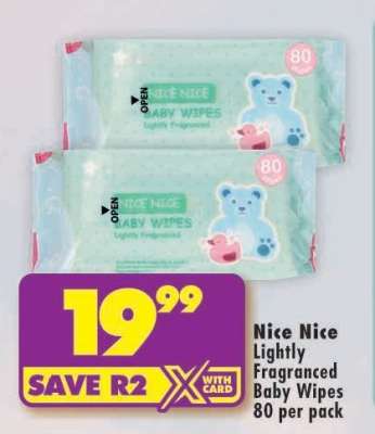 NICE NICE LIGHTLY FRAGRANCED BABY WIPES 80 per pack