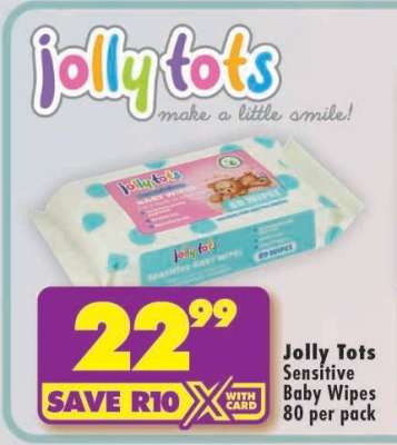 Jolly Tots Sensitive Baby Wipes 80 per pack