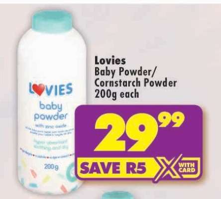 Lovies Baby Powder/Cornstarch Powder 200g each