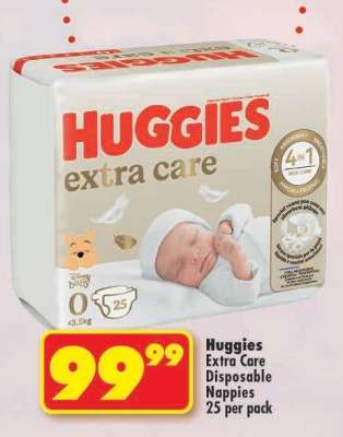 Huggies Extra Care Disposable Nappies 25 per pack