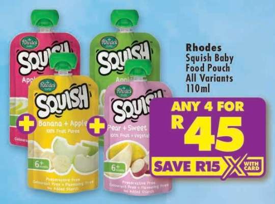 RHODES SQUISH BABY FOOD POUCH all variants 110ml