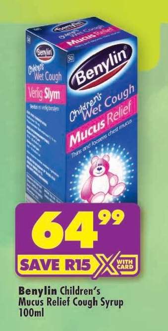 Benylin Children's Mucus Relief Cough Syrup 100ml