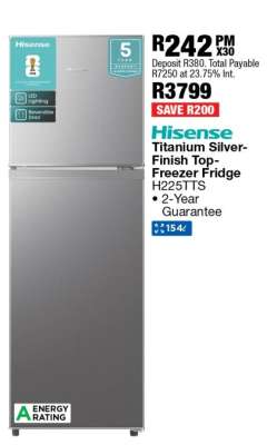 Hisense Titanium Silver-Finish Top-Freezer Fridge H225TTS